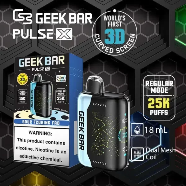 【8種口味】美國Geek Bar Pulse一次性 25000口超長續航 18ML大容量 雙模式 3D曲面螢幕