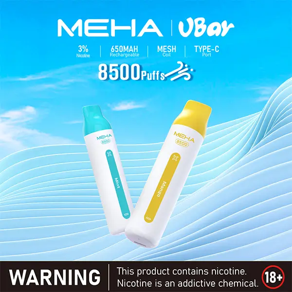封面圖 【16種口味】MEHA VBar小白條8500 Puffs拋棄式電子煙|650mAh大容量|100% 還原口感 台灣現貨
