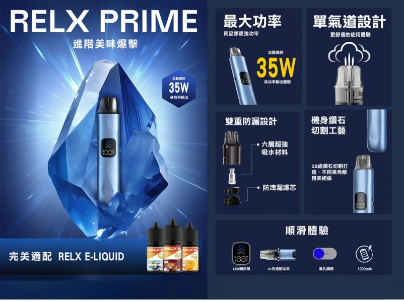 【主機/空倉可選】悅刻RELX PRIME KIT 註油主機|35W大功率 雙重防漏 可調氣流 台灣現貨