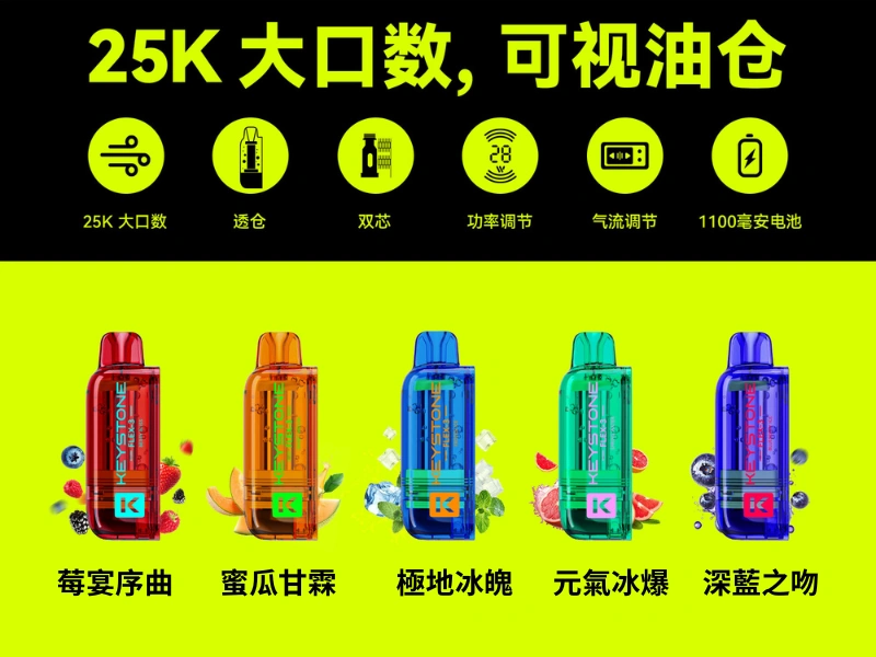 【15種口味】鑰石 KEYSTONE FLEX-3 25000口 專彈專機套裝|40W可調功率 透明油倉 台灣現貨
